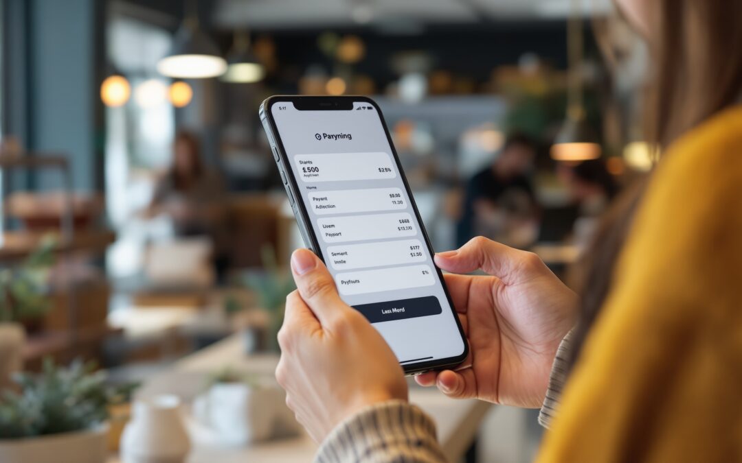 A modern payment screen showing USDC as a checkout option for a digital business