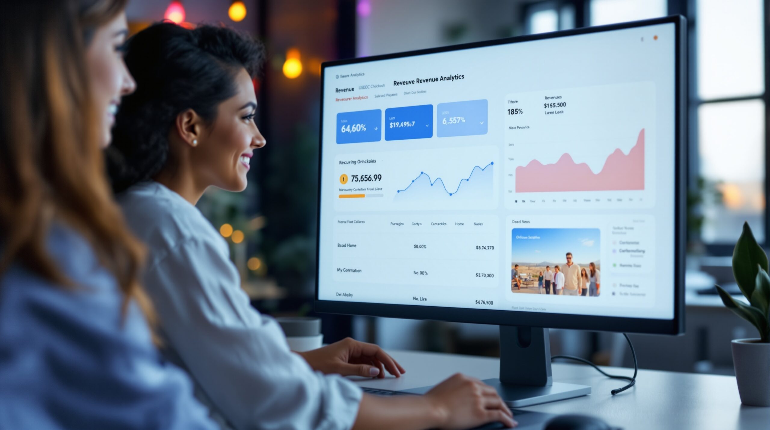 Revenue analytics dashboard for a business accepting recurring USDC payments on Optimism