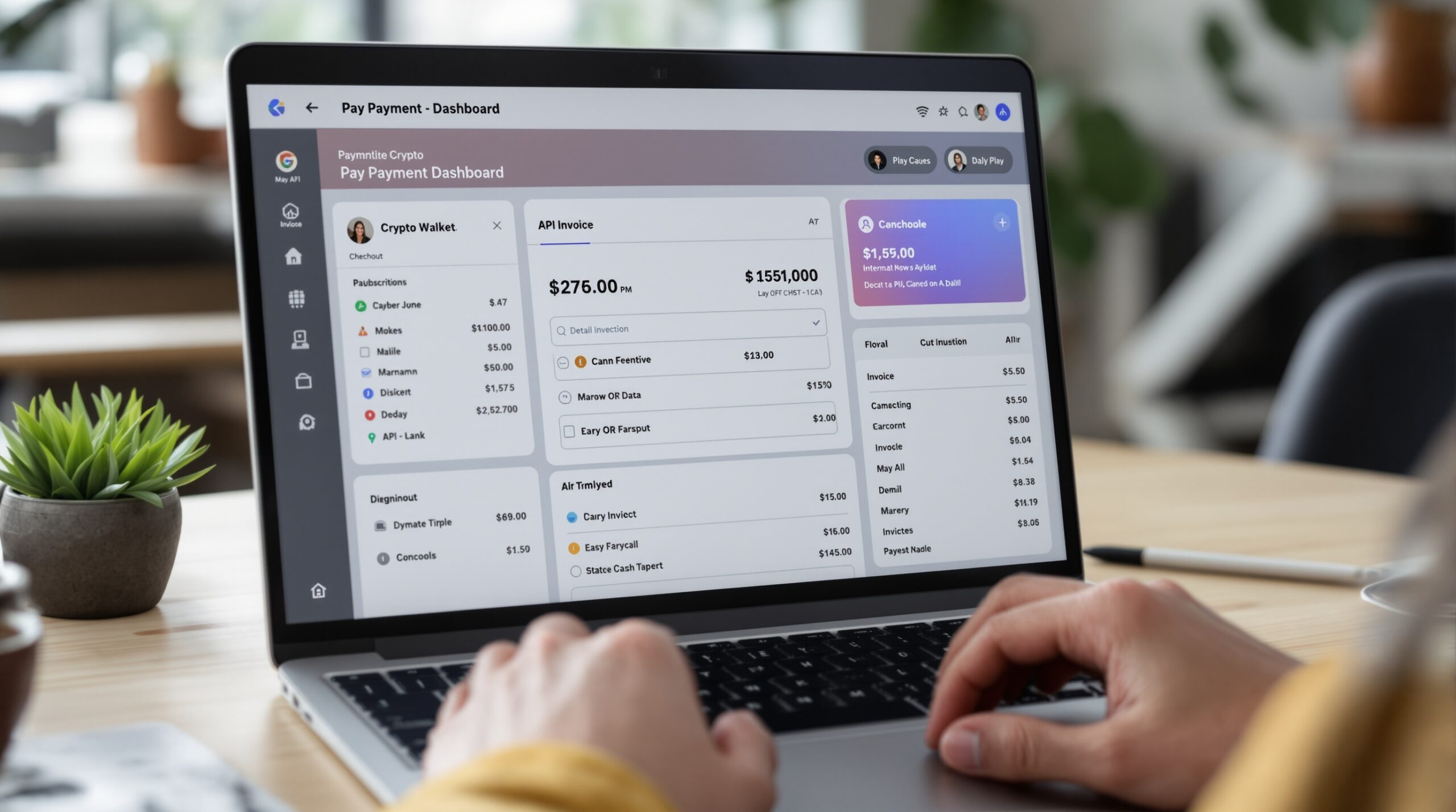 pay subscriptions in crypto dashboard