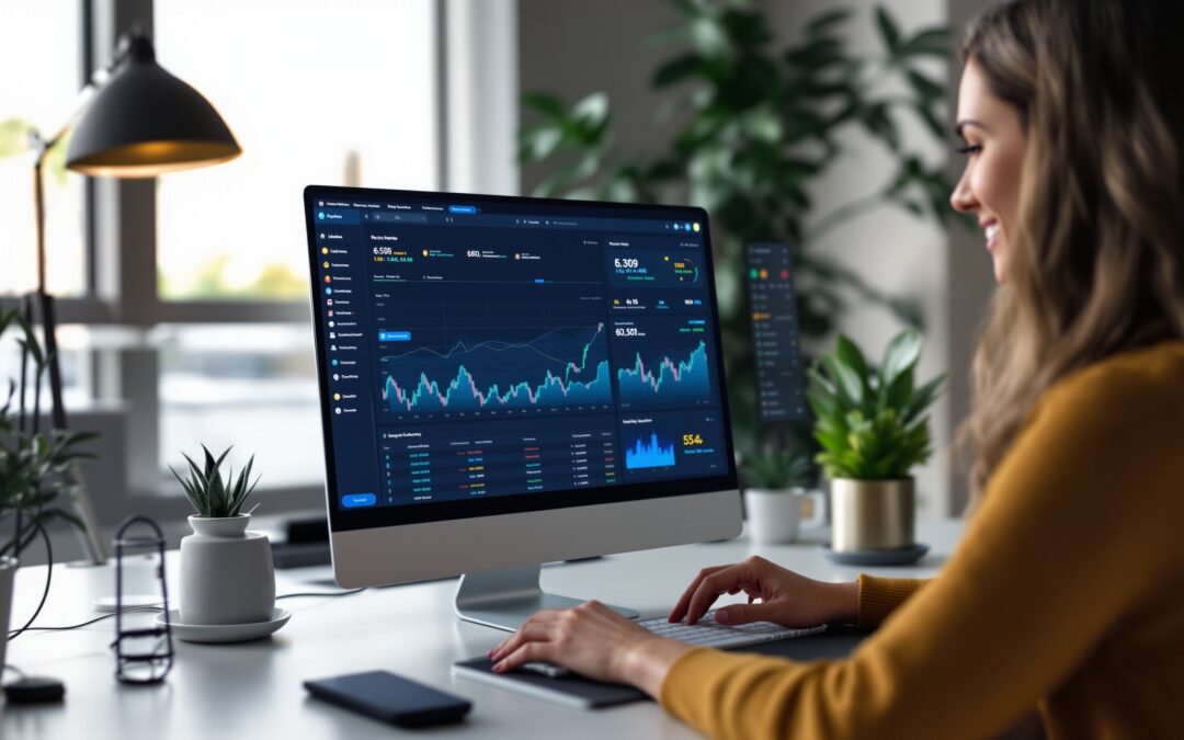 A crypto dashboard on a laptop showing recurring buy settings for automated dollar-cost averaging