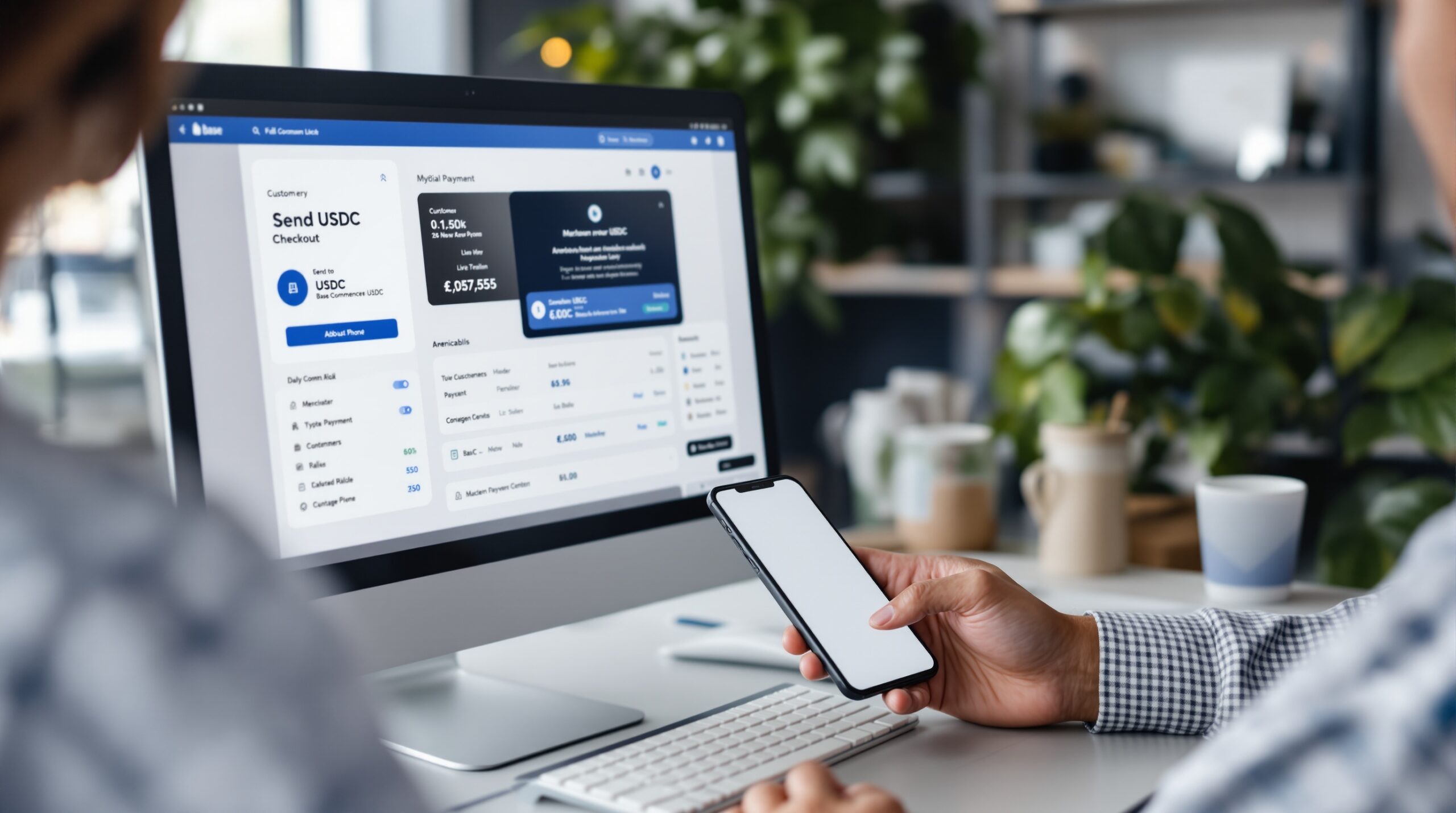 Customer using a mobile payment flow to send USDC on Base