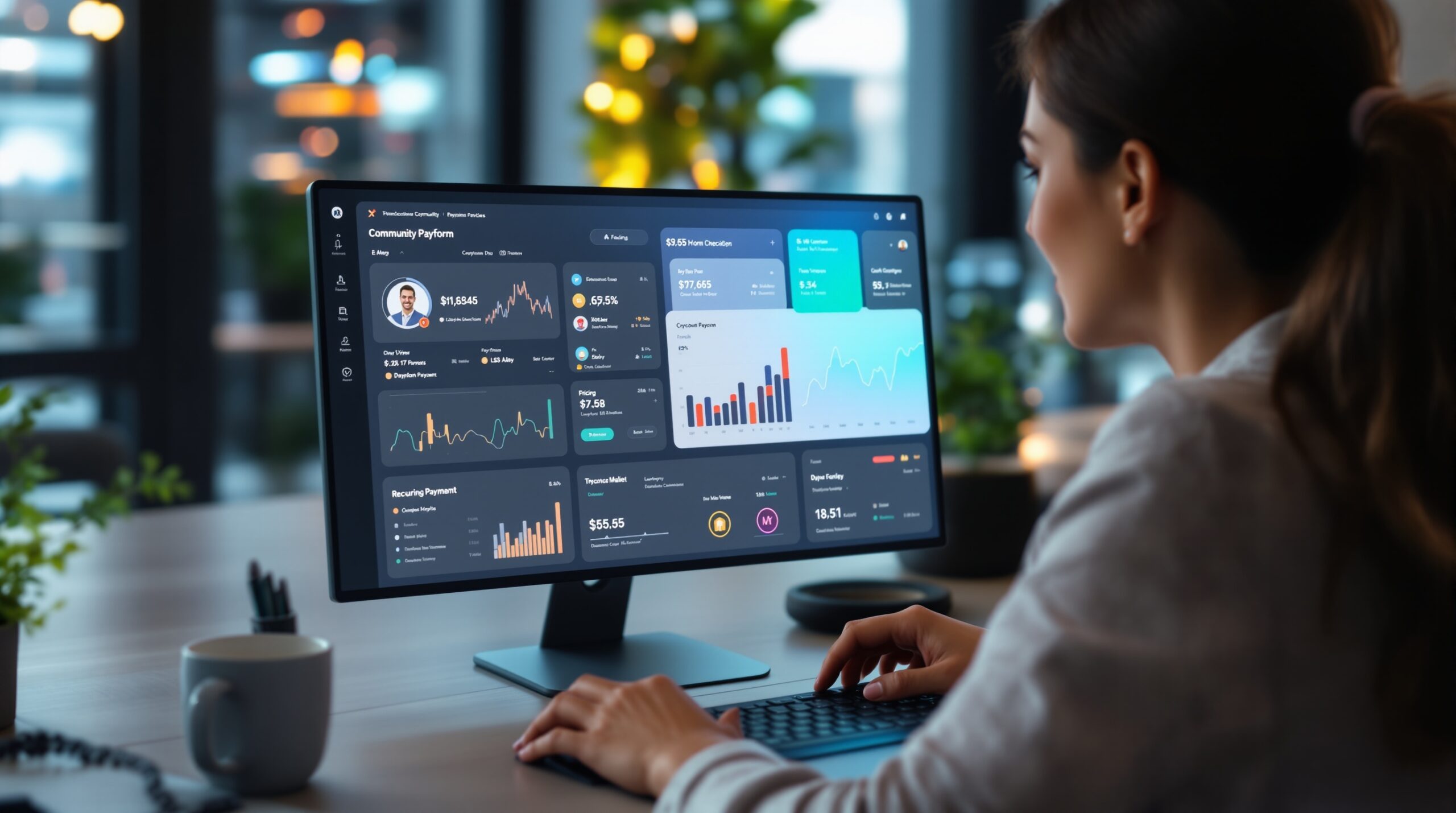 Community platform interface with member and content management tools