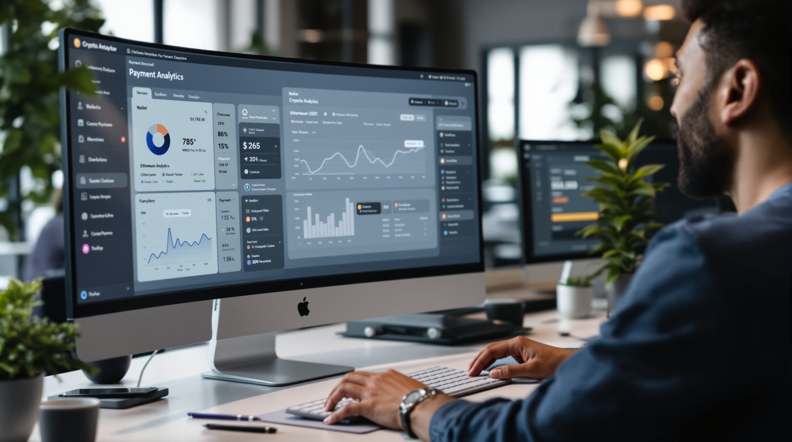 Payment analytics dashboard showing Ethereum USDC gas cost tradeoffs