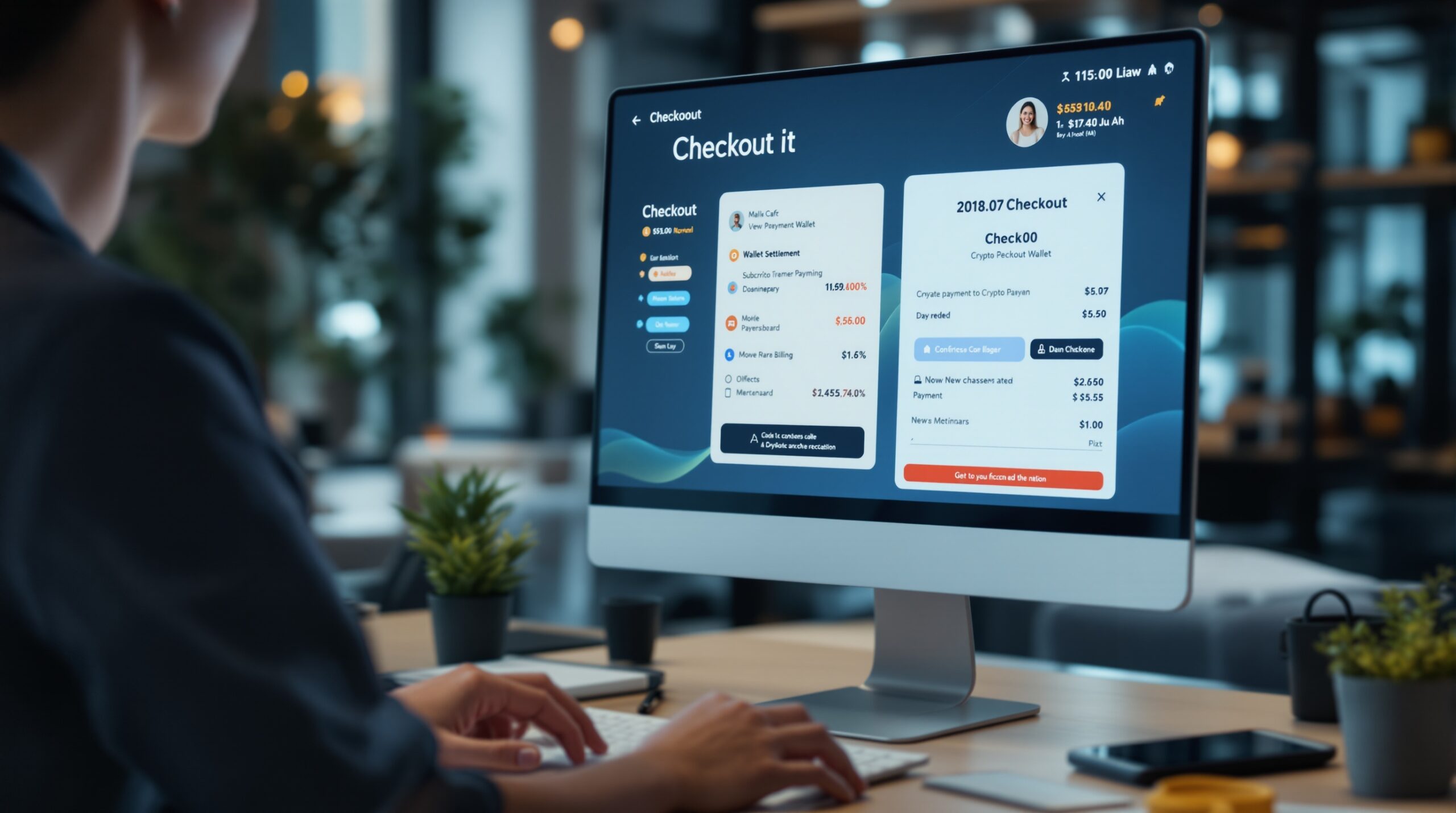 Crypto checkout screen illustrating direct payment flow to a merchant wallet