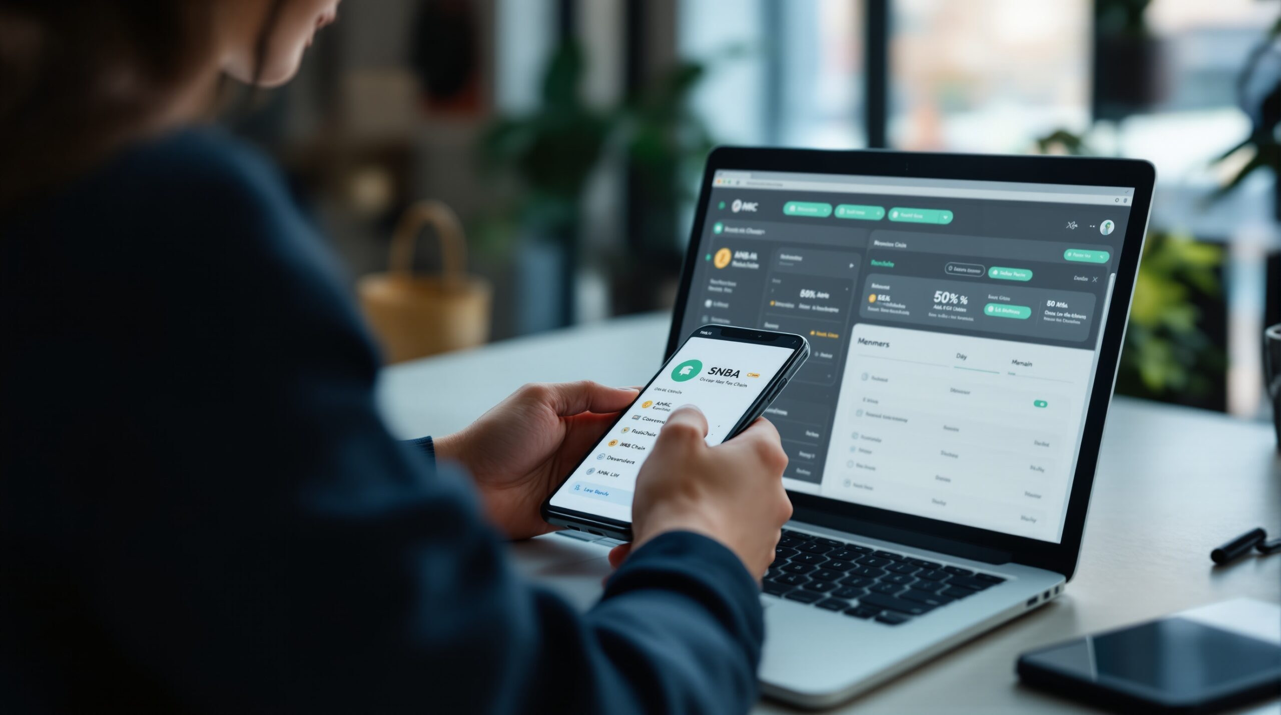Customer using a phone for a stablecoin payment on BNB Chain