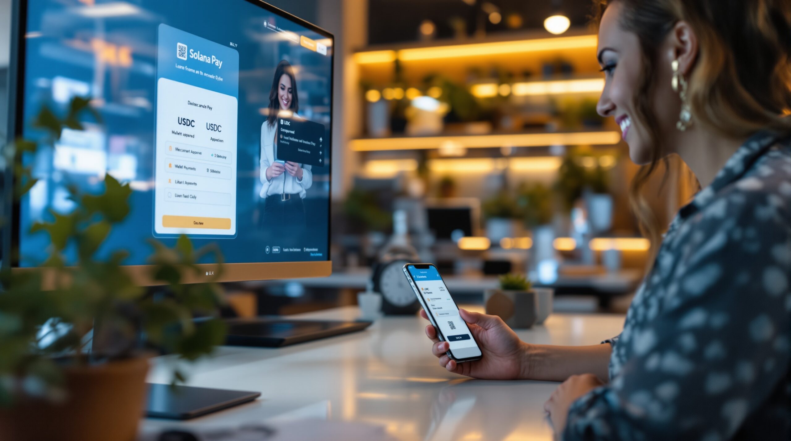 Solana Pay QR code checkout setup for accepting USDC payments in a merchant environment