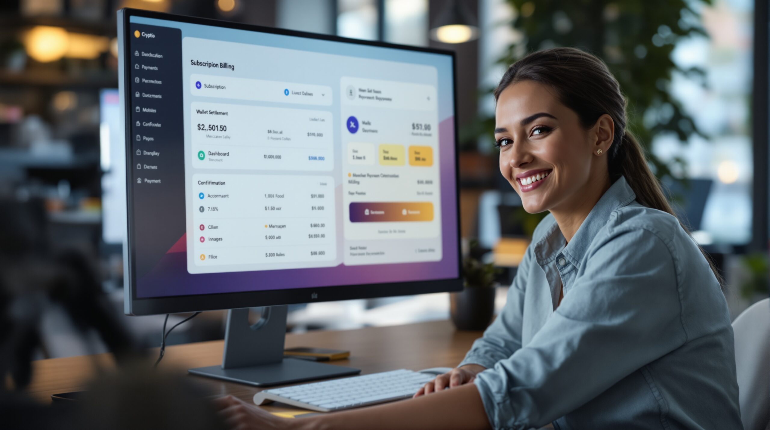 Subscription billing dashboard for a non-custodial crypto payment gateway