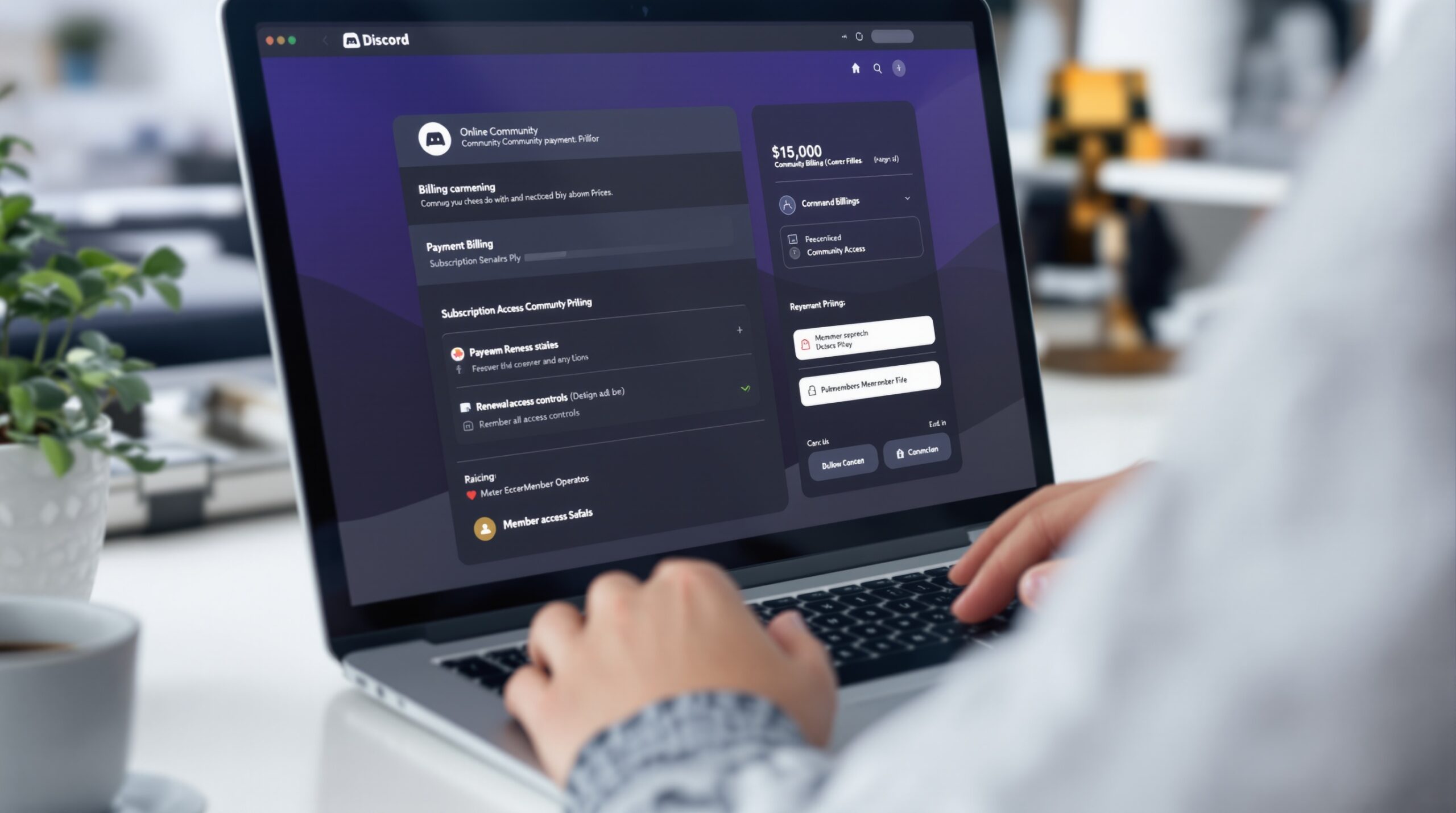 Online payment screen for community platform pricing