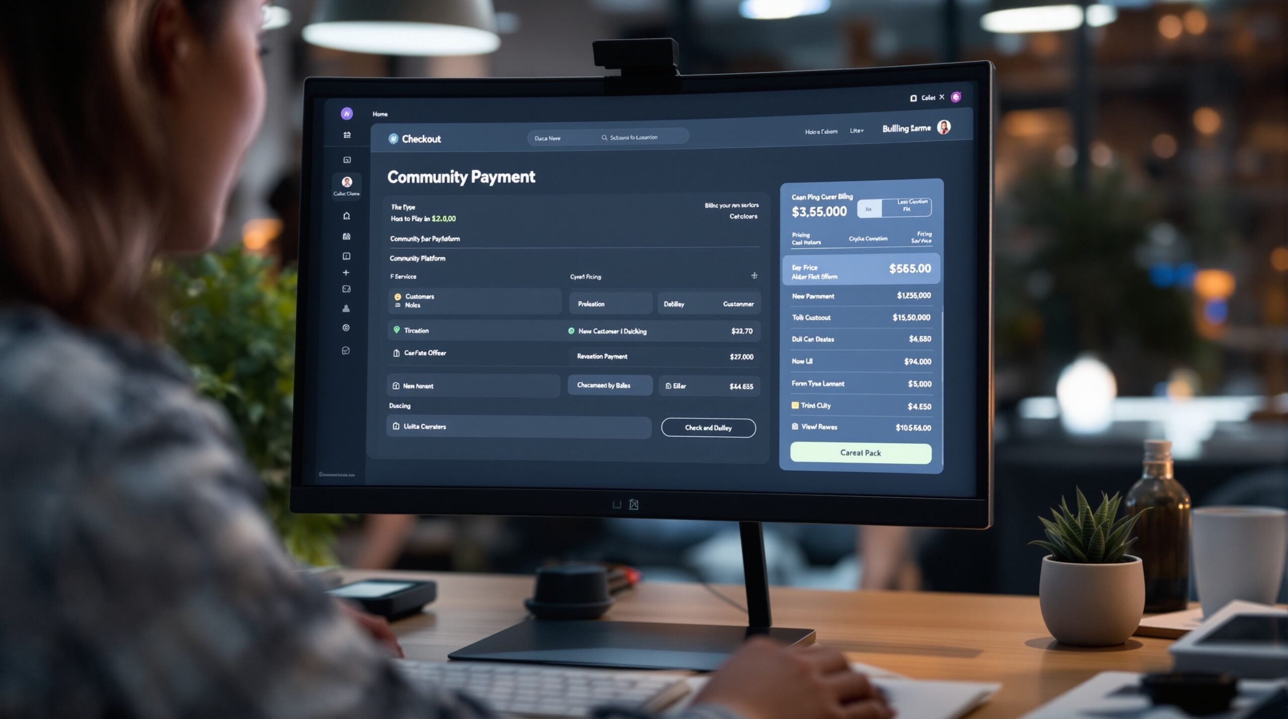 Online payment screen for community platform pricing