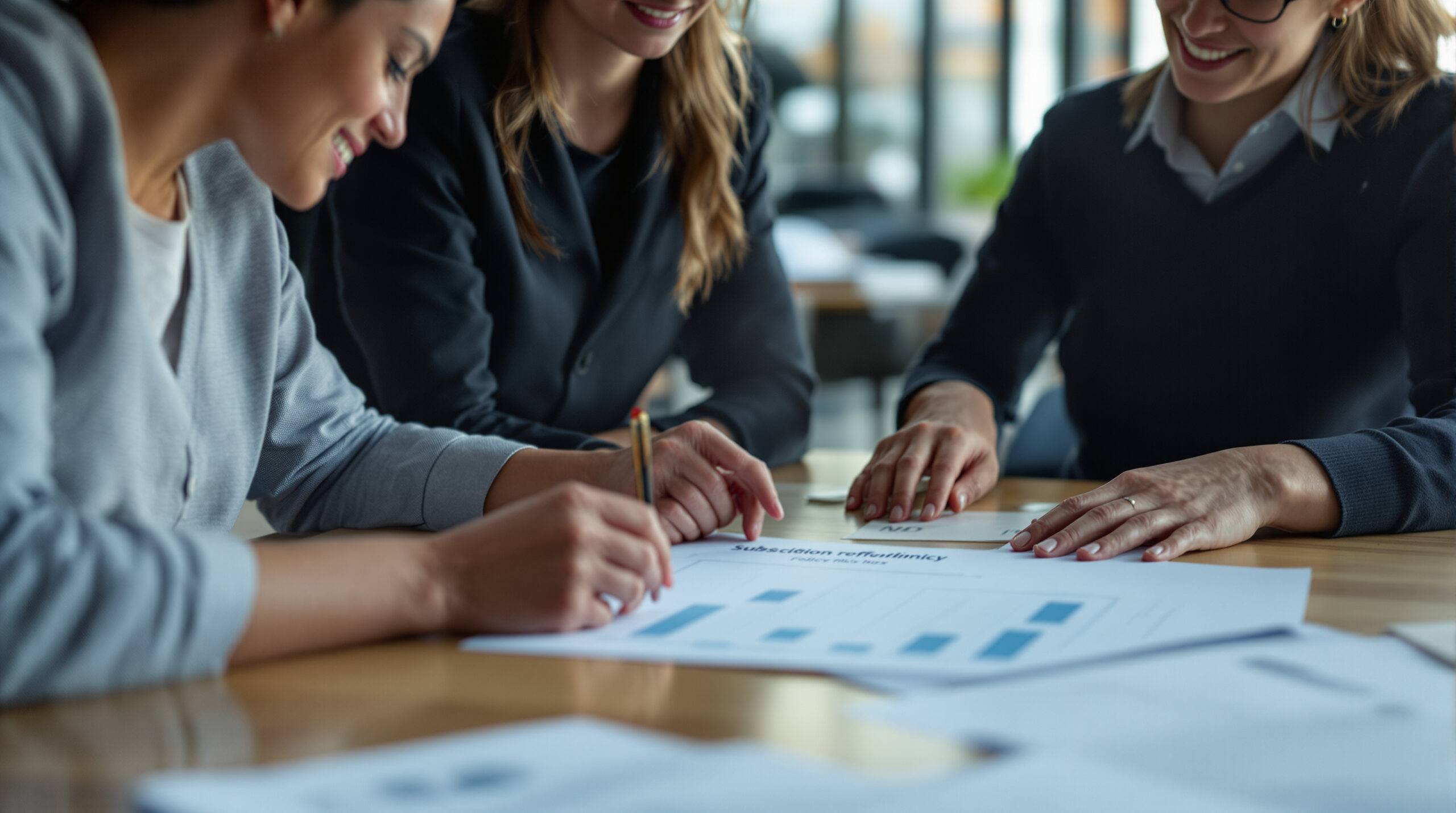 Operations team discussing a subscription refund policy matrix