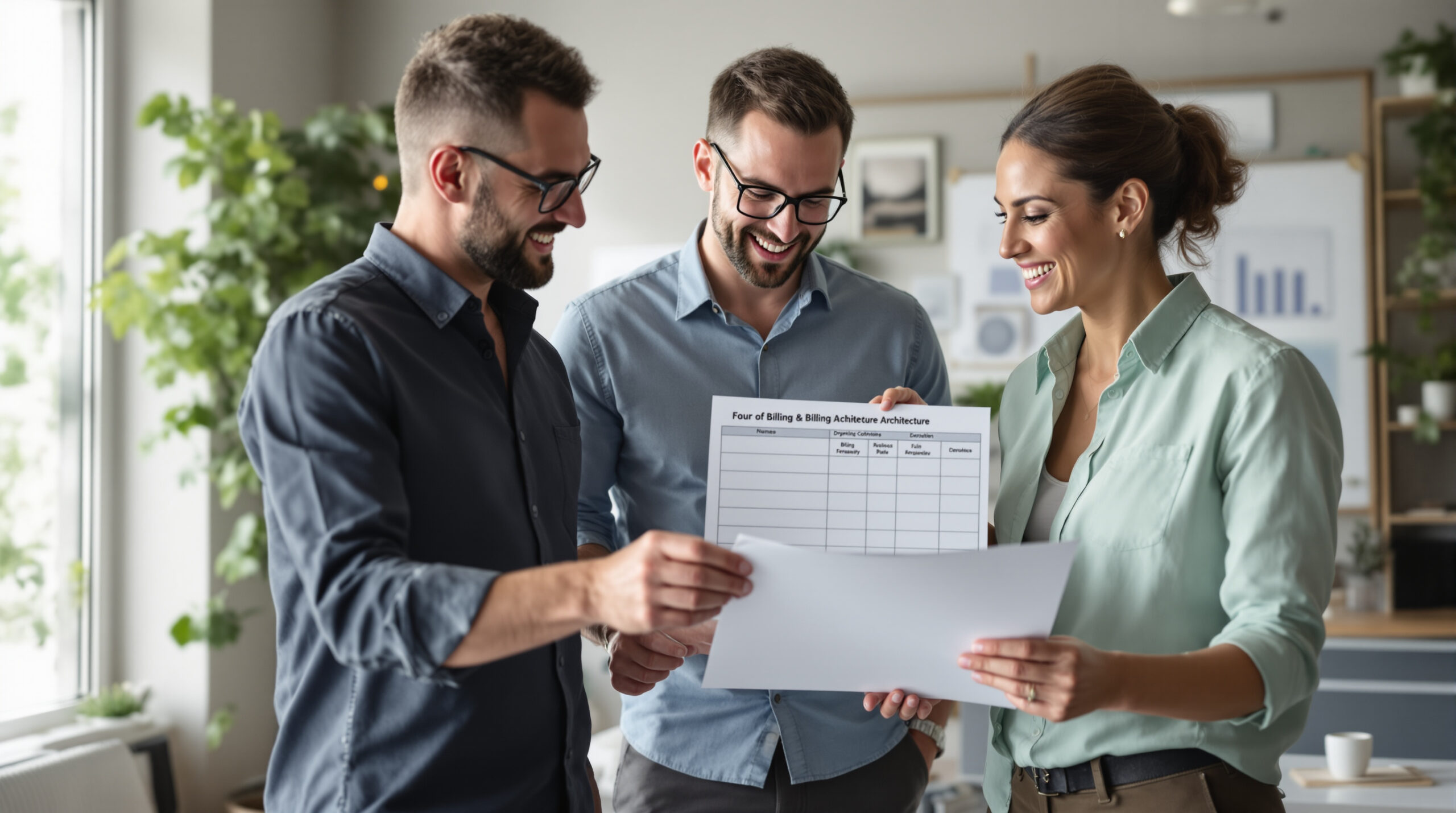 Engineering and operations team assigning billing responsibilities on an architecture worksheet