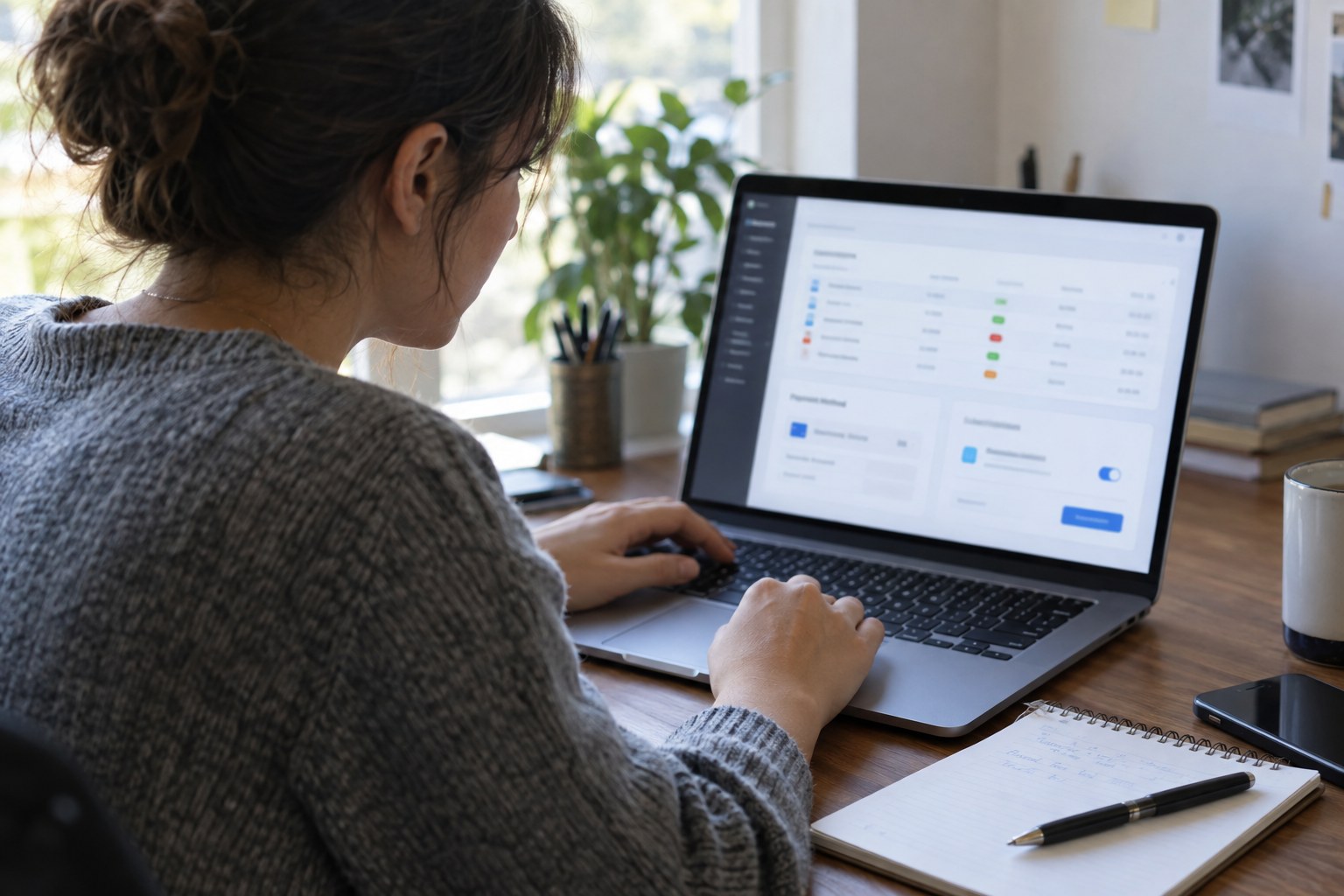 Online payment and subscription management screen