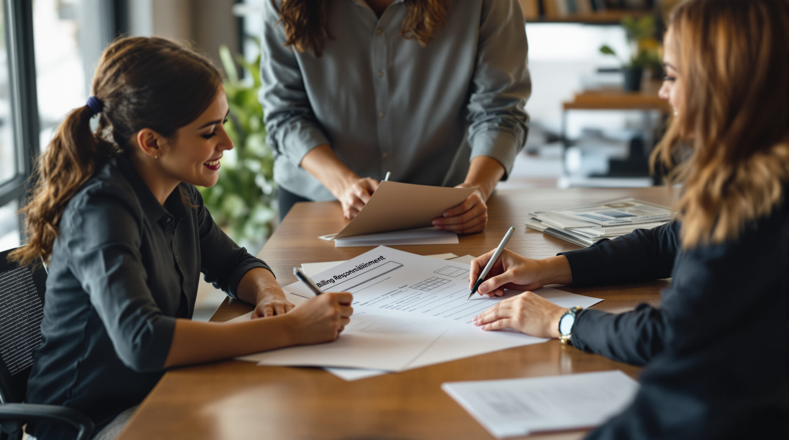 Operations team completing a crypto billing responsibility worksheet