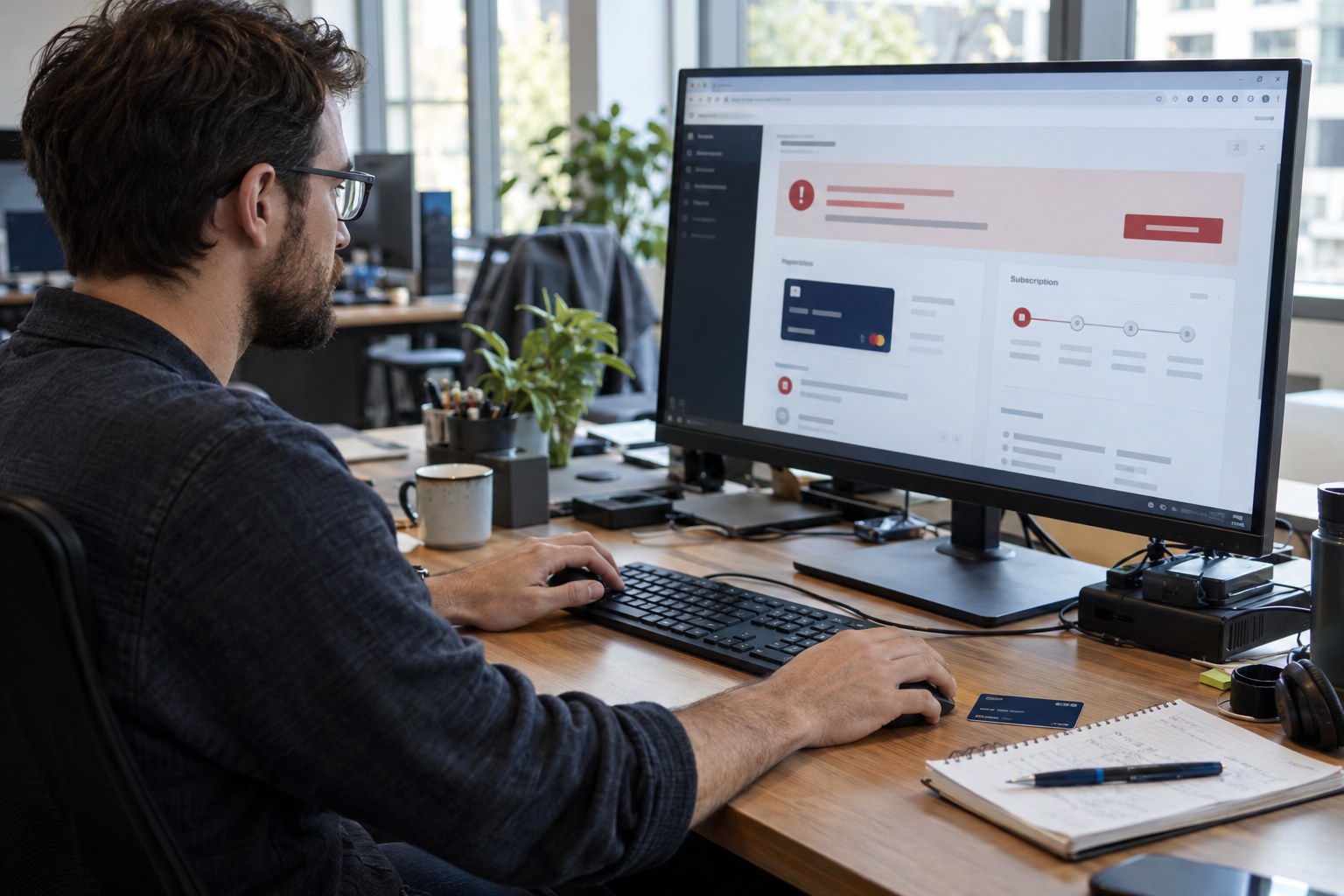 Online payment and subscription management screen