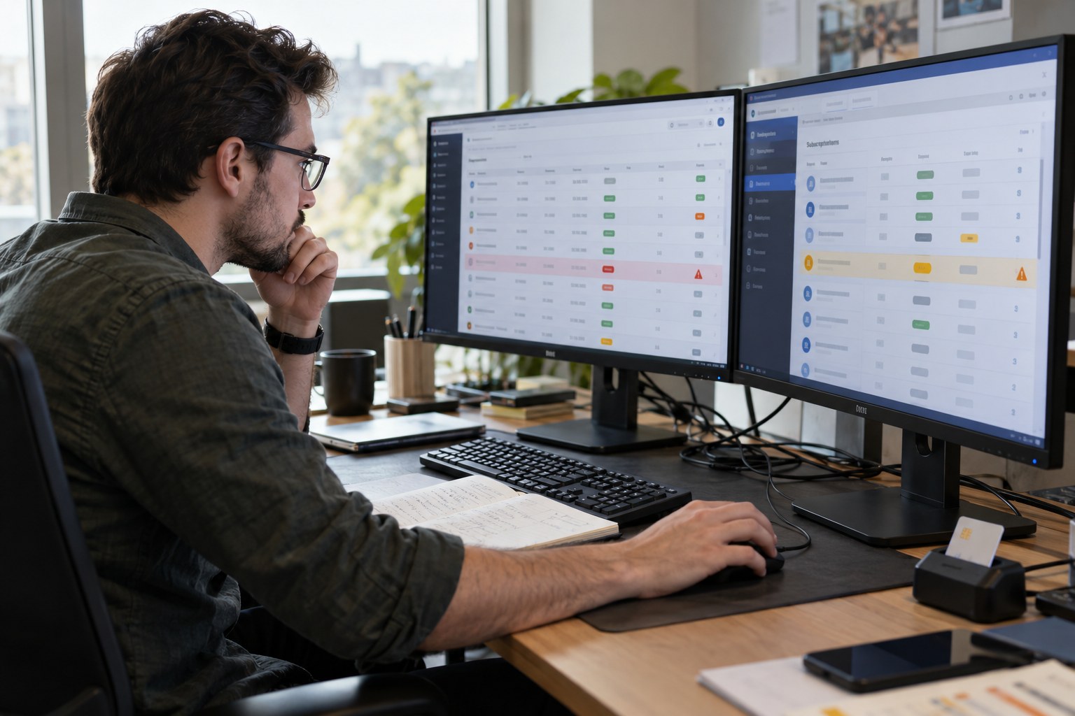 Online payment and subscription management screen