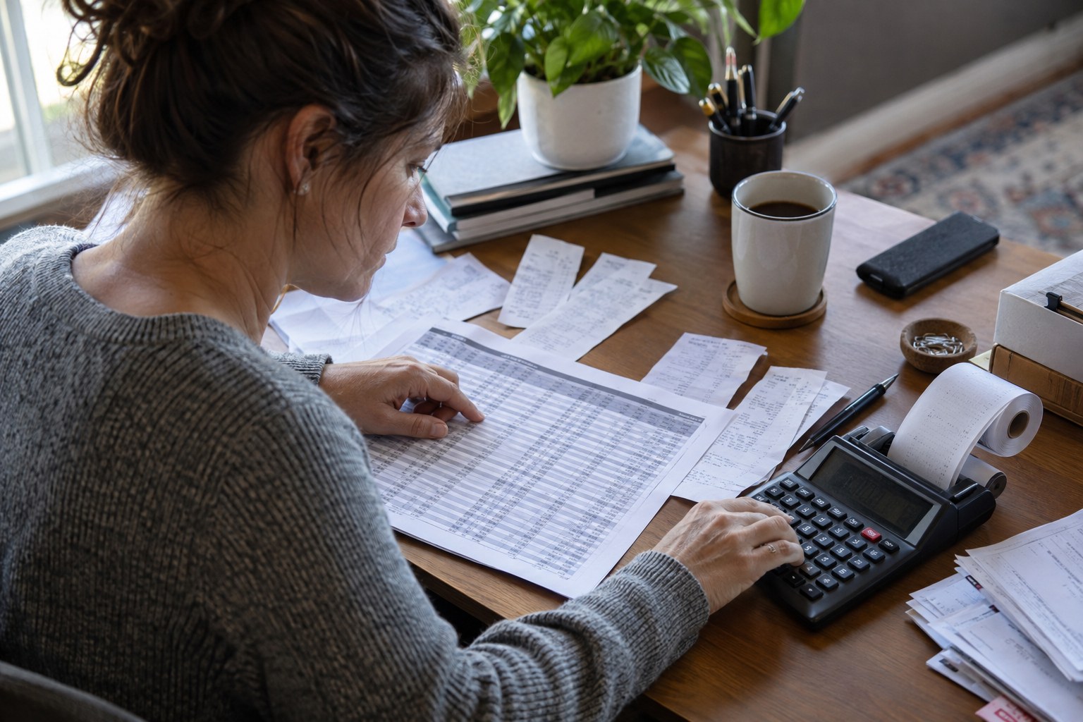 Accountant reconciling USDC subscription receipts