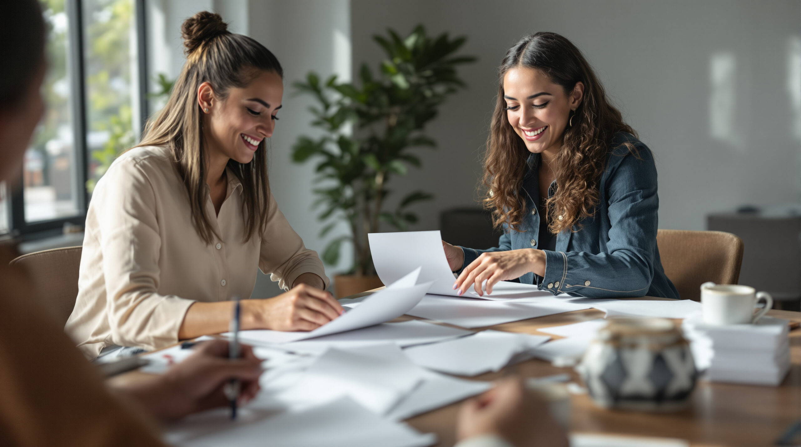 Founder and finance lead choosing a billing model at a conference table