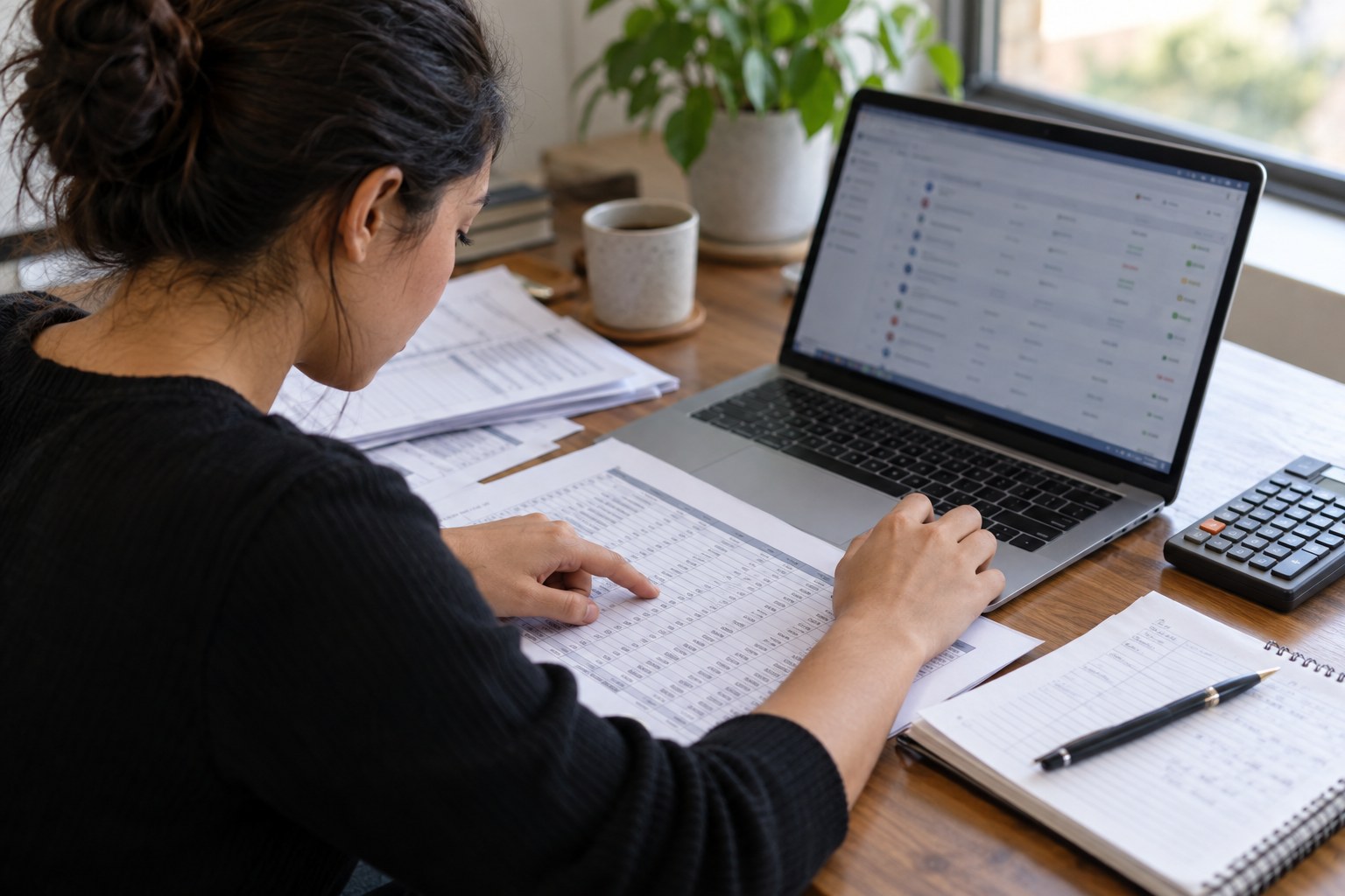 Finance operator reconciling subscription records with a wallet transaction