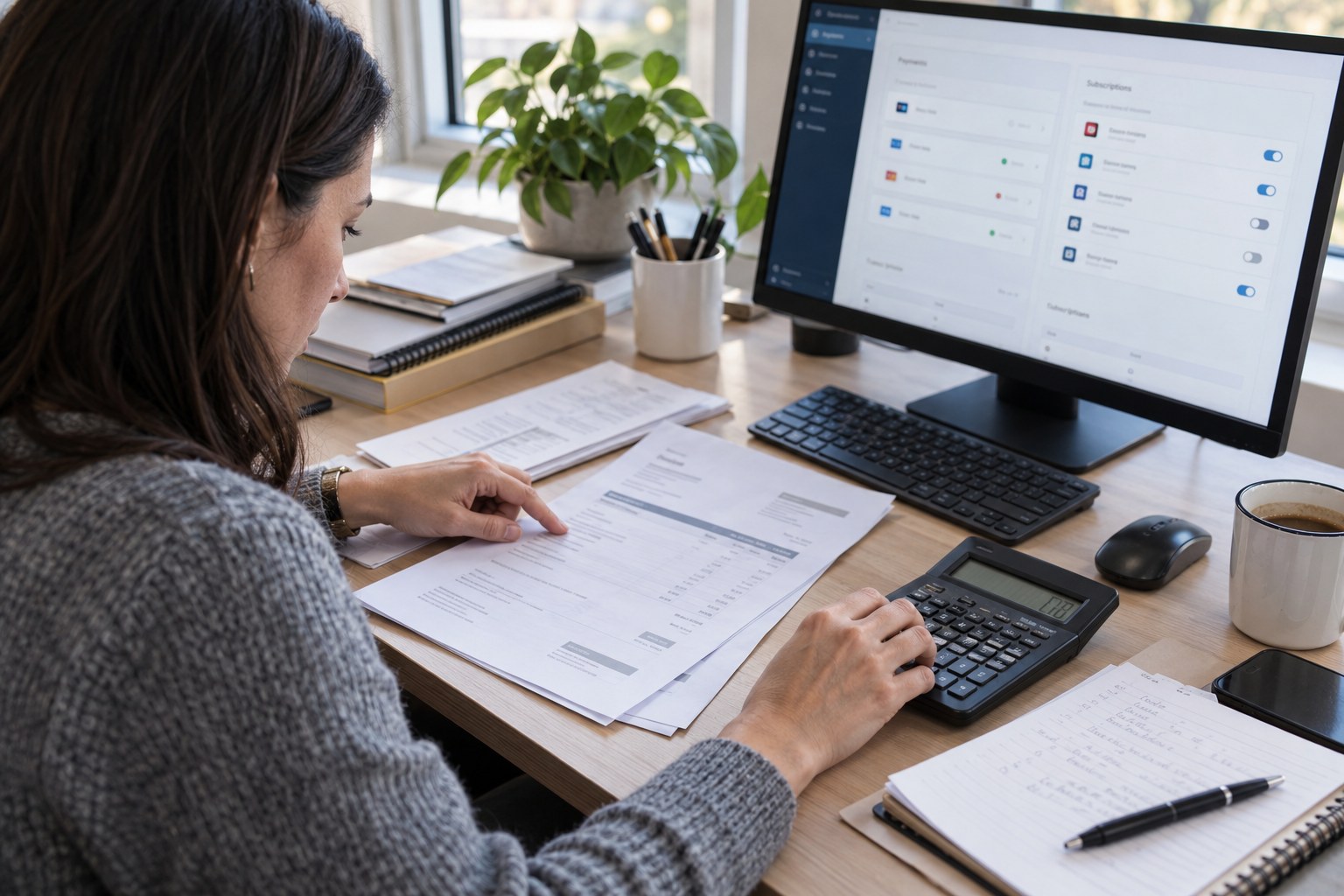 Online payment and subscription management screen