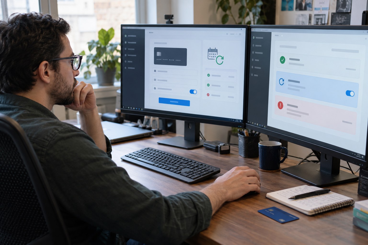 Online payment and subscription management screen