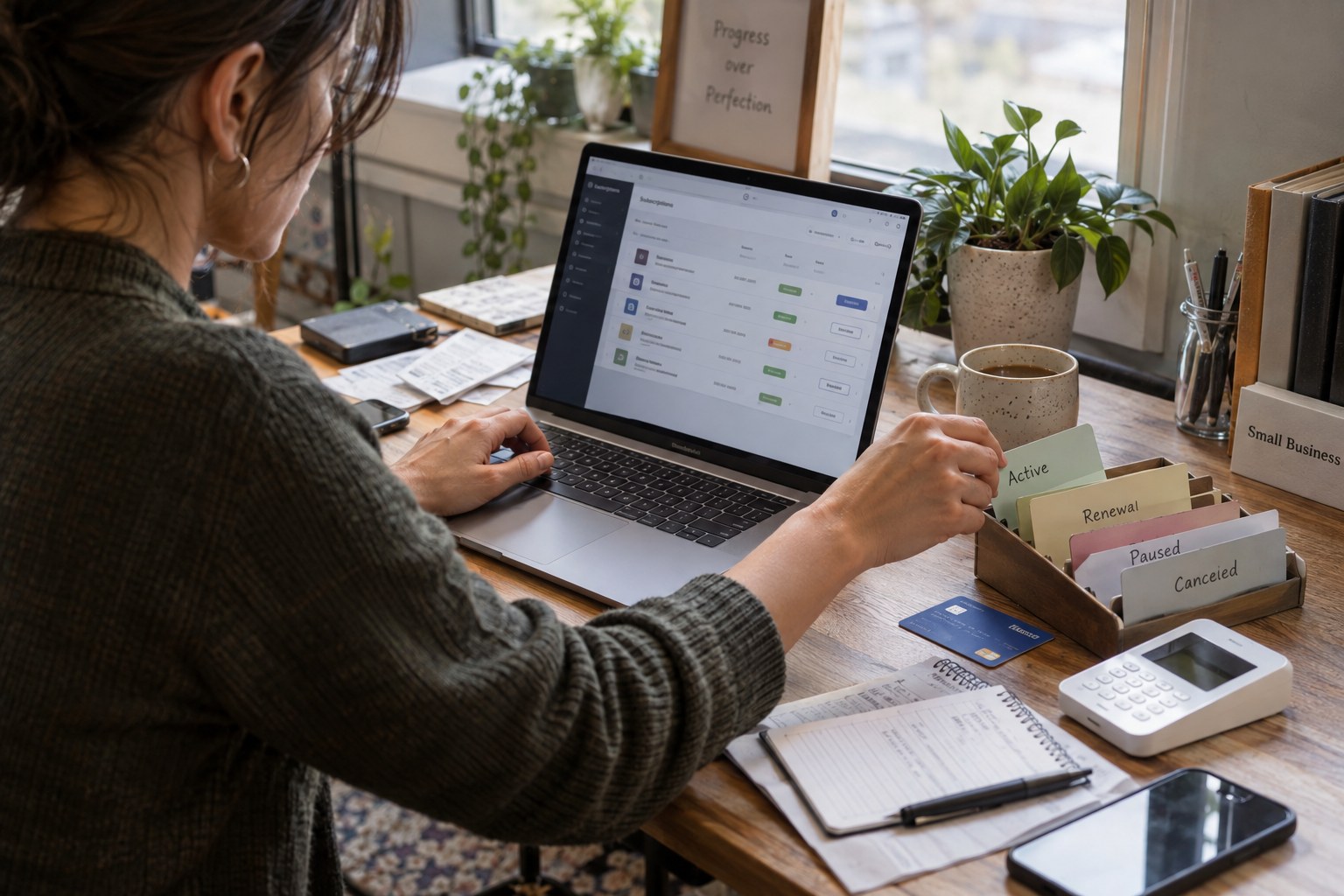 Online payment and subscription management screen
